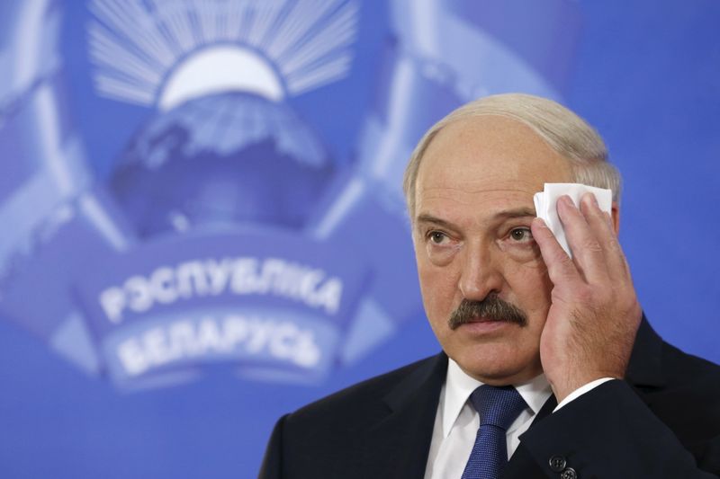 &copy; Reuters. File photo of Belarus&apos; President Lukashenko at news conference during presidential election in Minsk