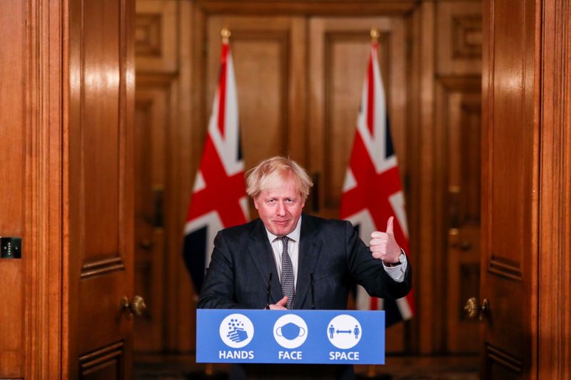 &copy; Reuters. Britain&apos;s PM Johnson holds a news conference at Downing Street in London