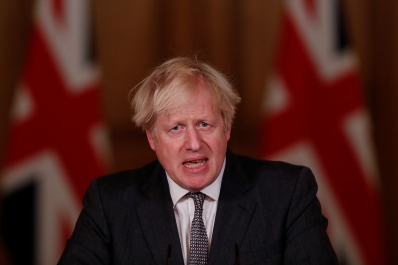 &copy; Reuters. Britain&apos;s PM Johnson holds a news conference at Downing Street in London