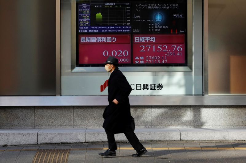 &copy; Reuters. FILE PHOTO: First trading day of stock market in Tokyo