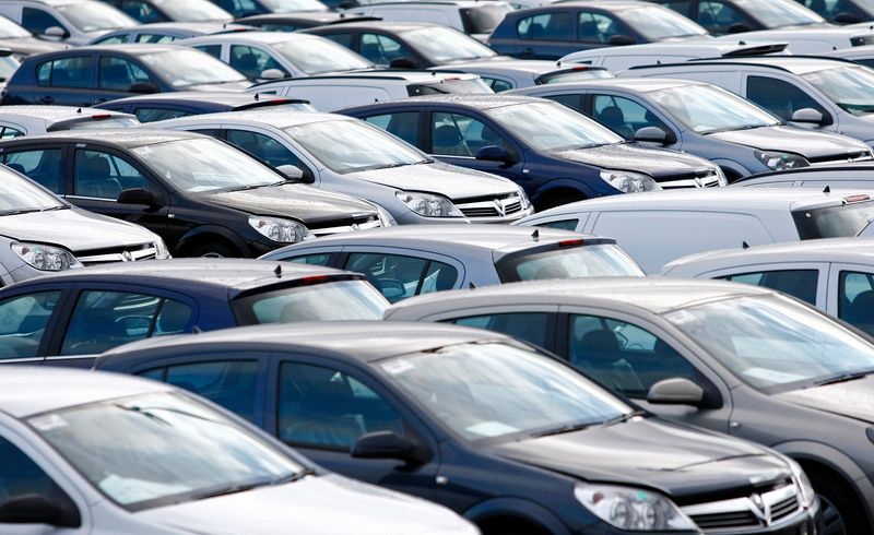 © Reuters. File photograph shows new Vauxhall cars standing outside the company's factory in Ellesmere Port, northern England