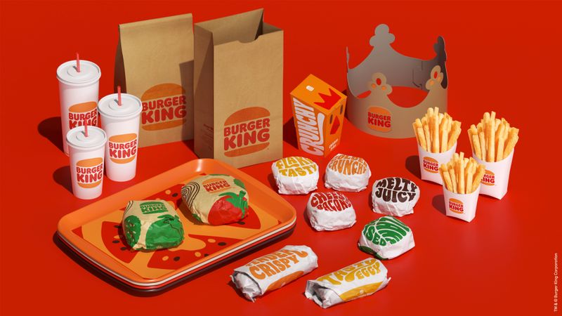 &copy; Reuters. Food packaging depicting Burger KingÕs new logo is shown in this undated handout image provided by Burger King