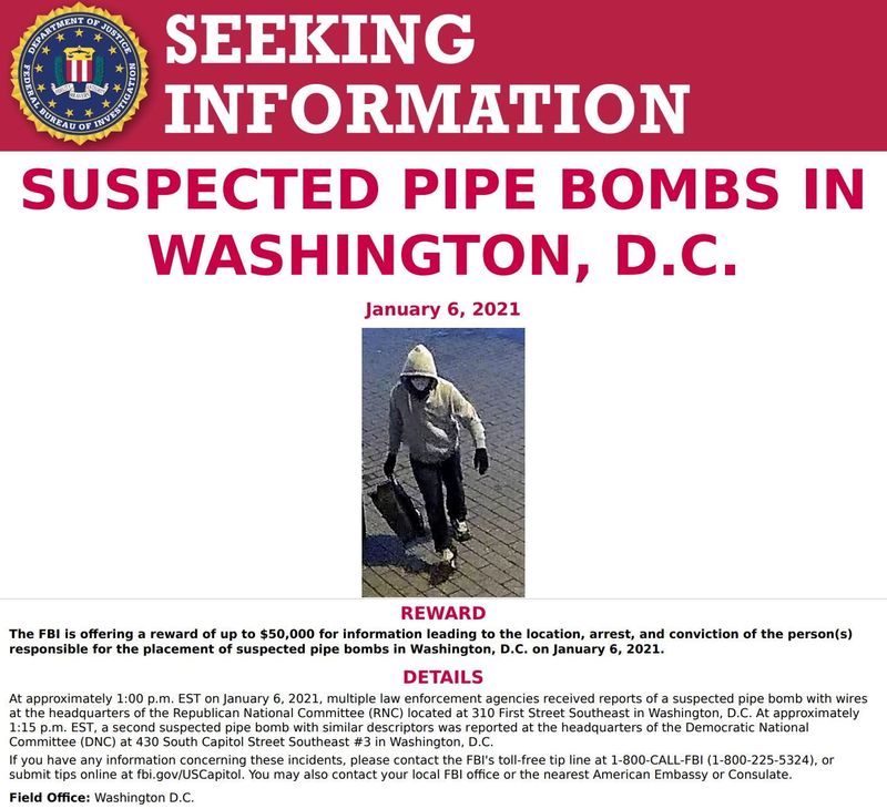 &copy; Reuters. FBI requests information on pipe bombs in Washington