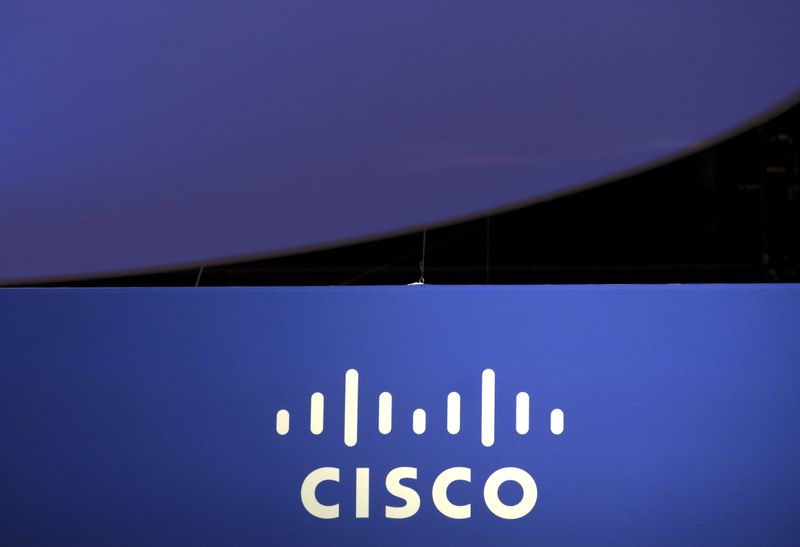 © Reuters. FILE PHOTO: The Cisco Systems logo is seen as part of a display at the Microsoft Ignite technology conference in Chicago