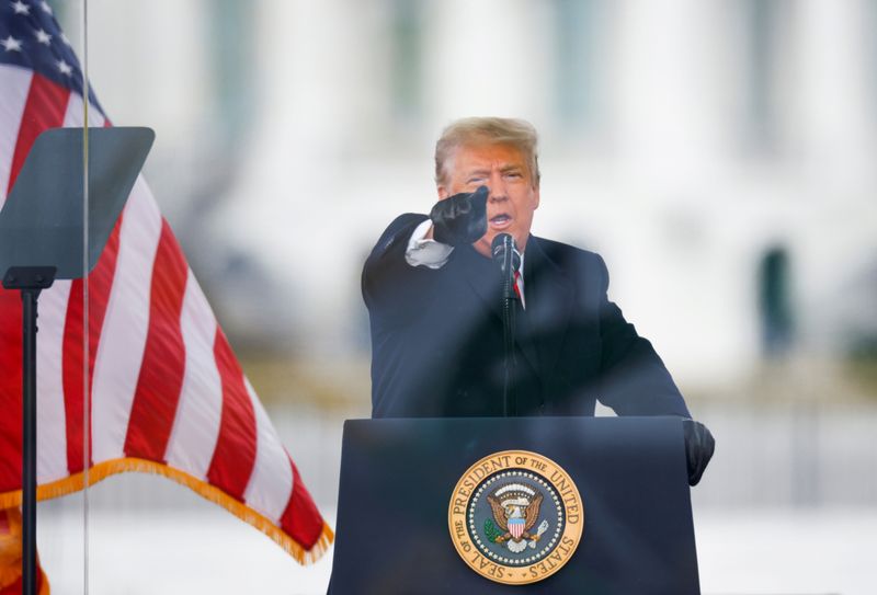 &copy; Reuters. FILE PHOTO: U.S. President Donald Trump holds a rally to contest the certification of the 2020 U.S. presidential election results by the U.S. Congress in Washington