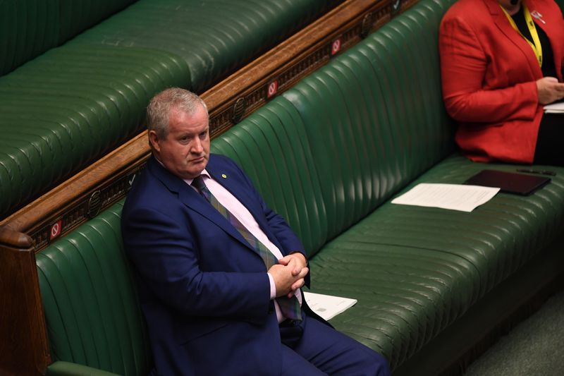 &copy; Reuters. Britain&apos;s Prime Minister Boris Johnson gives a statement on COVID-19 in the House of Commons Chamber in London