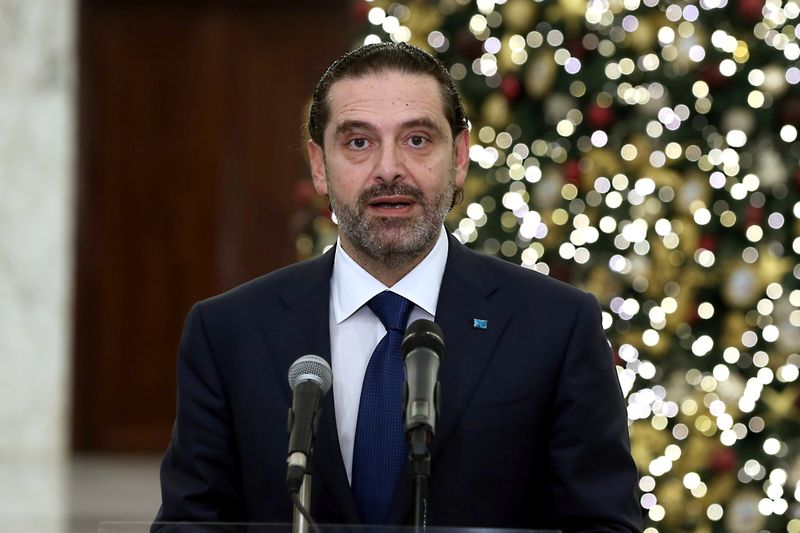 &copy; Reuters. Lebanese Prime Minister-designate Saad al-Hariri speaks at the presidential palace in Baabda