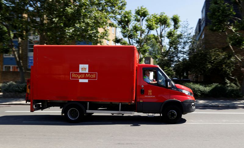&copy; Reuters. A delivery vehicle drives along a road near Mount Pleasant, in London