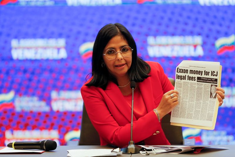© Reuters. Venezuela's Vice President Delcy Rodriguez news conference in Caracas