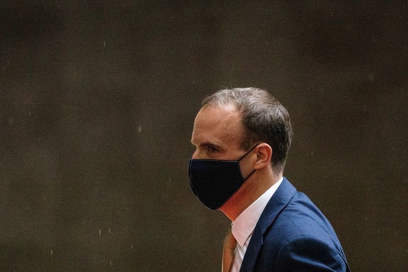 &copy; Reuters. Britain&apos;s Foreign Affairs Secretary Dominic Raab arrives at BBC Broadcasting House in London