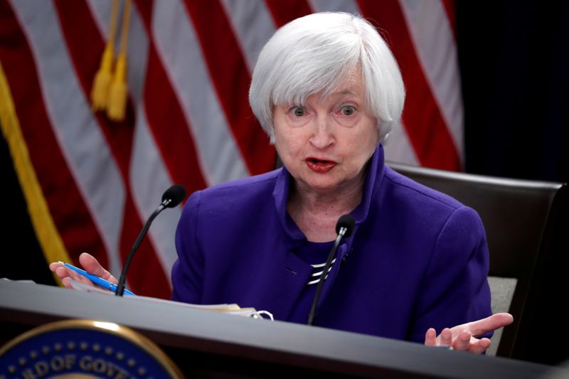 &copy; Reuters. FILE PHOTO: Yellen holds a news conference in Washington