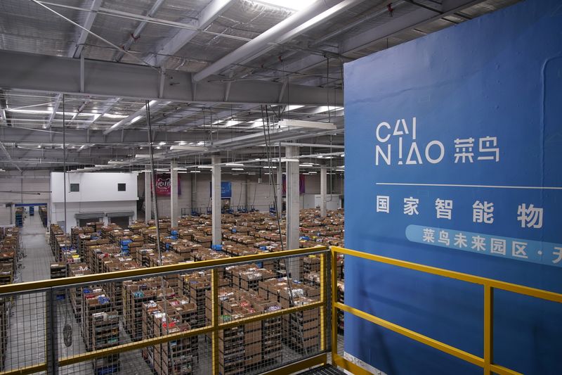 &copy; Reuters. Cainiao&apos;s logo, Alibaba&apos;s logistics unit, is seen at the warehouse in Wuxi