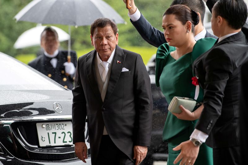 &copy; Reuters. FILE PHOTO: Philippines President Rodrigo Duterte arrives to attend the enthronement ceremony of Japan&apos;s Emperor Naruhito in Tokyo