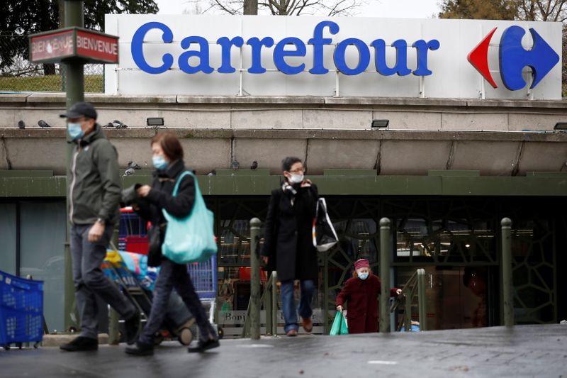&copy; Reuters. Carrefour hypermarket store in France
