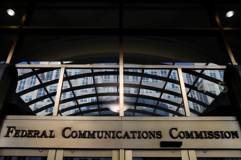 &copy; Reuters. FILE PHOTO: Signage is seen at the headquarters of the Federal Communications Commission in Washington, D.C.