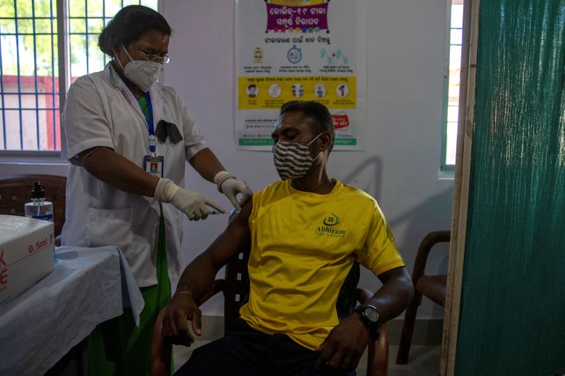 &copy; Reuters. COVID-19 vaccination campaign in the remote Koraput district