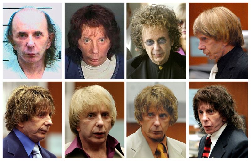 &copy; Reuters. FILE PHOTO: Combination image of music producer Phil Spector wearing a variety of wigs during his murder trial