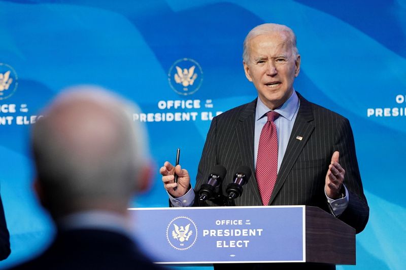 &copy; Reuters. U.S. President-elect Joe Biden announces economics and jobs team nominees at transition headquarters in Wilmington, Delaware