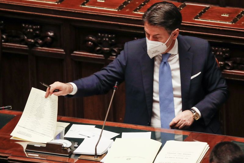 &copy; Reuters. Primeiro-ministro da Itália, Giuseppe Conte, na câmara baixa do Parlamento italiano em Roma