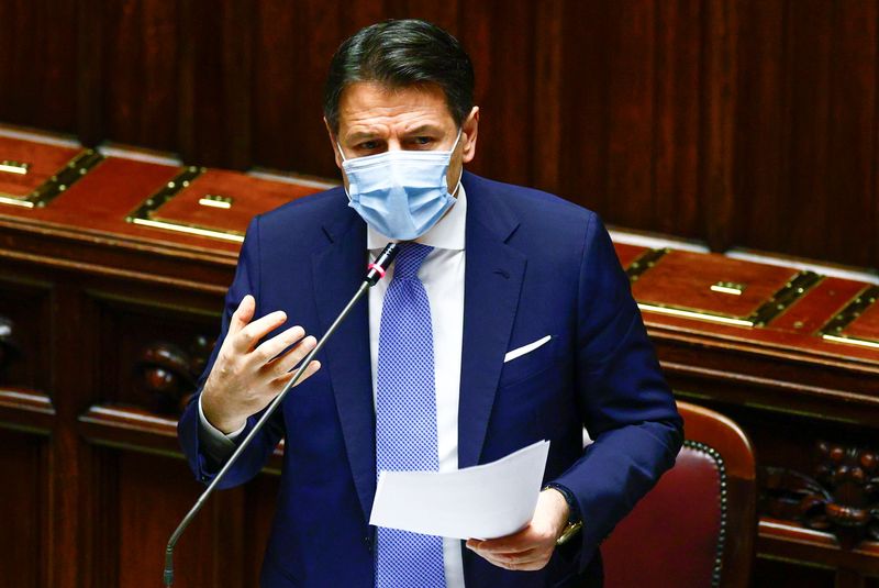 &copy; Reuters. Premiê italiano, Giuseppe Conte, no Parlamento em Roma