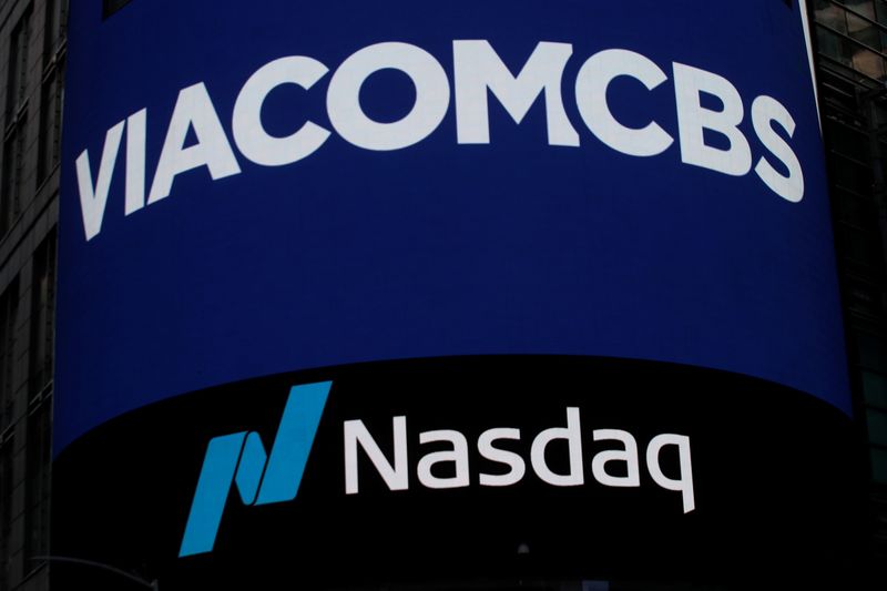 &copy; Reuters. The ViacomCBS logo is displayed on the Nasdaq MarketSite to celebrate the company&apos;s merger, in New York
