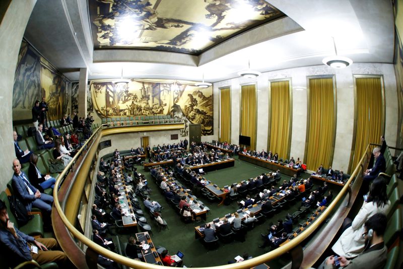 © Reuters. FILE PHOTO: The Conference on Disarmament in session at the United Nations in Geneva, Switzerland