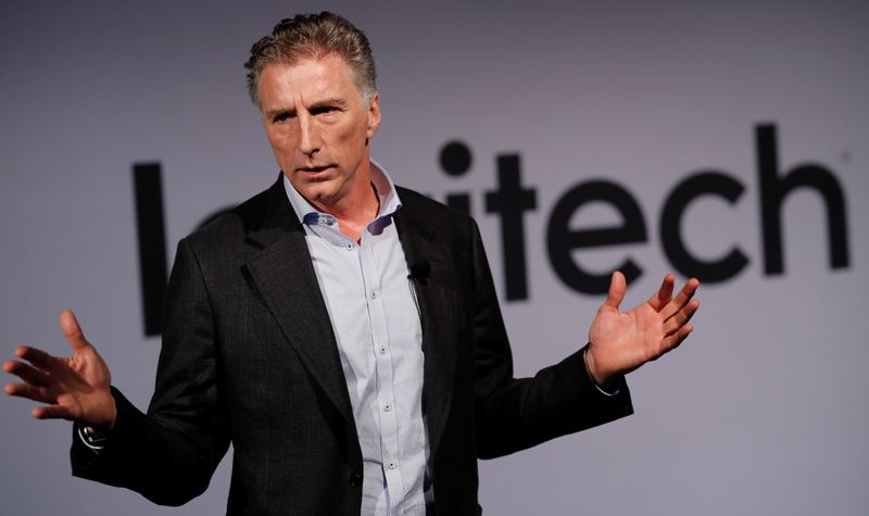 &copy; Reuters. CEO Darrell of the computer peripherals maker Logitech addresses a news conference in Zurich