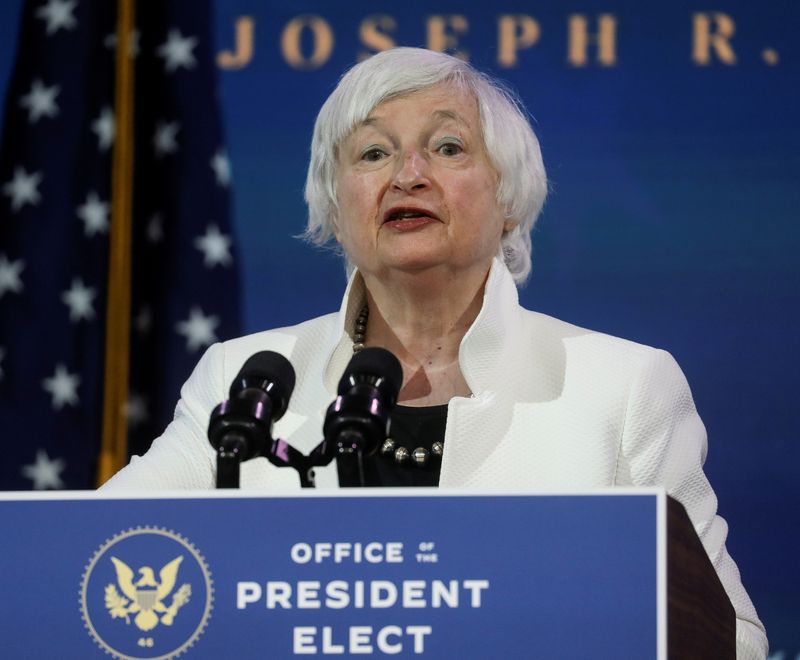 © Reuters. Janet Yellen, indicada do presidente eleito dos EUA Joe Biden para o posto de secretária do Tesouro