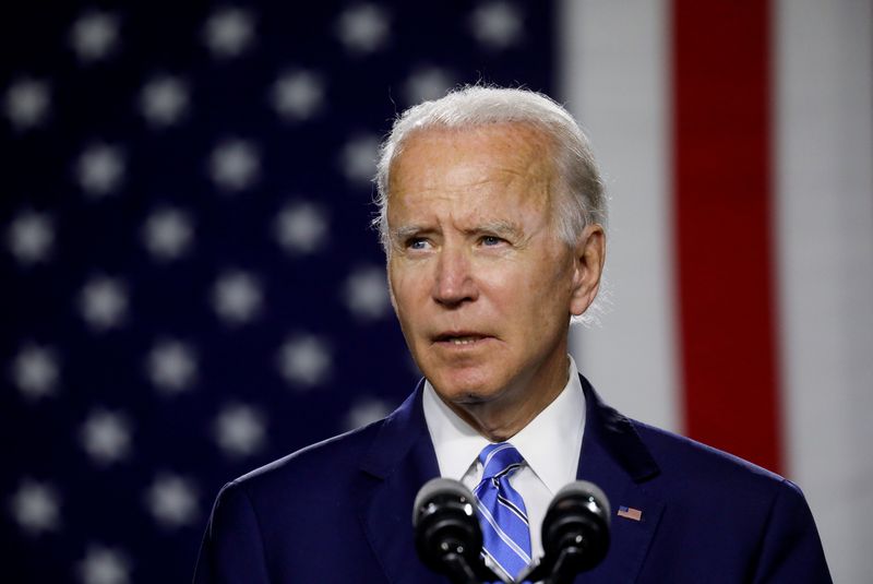 &copy; Reuters. FILE PHOTO: Democratic U.S. presidential candidate Biden holds campaign event in Wilmington, Delaware