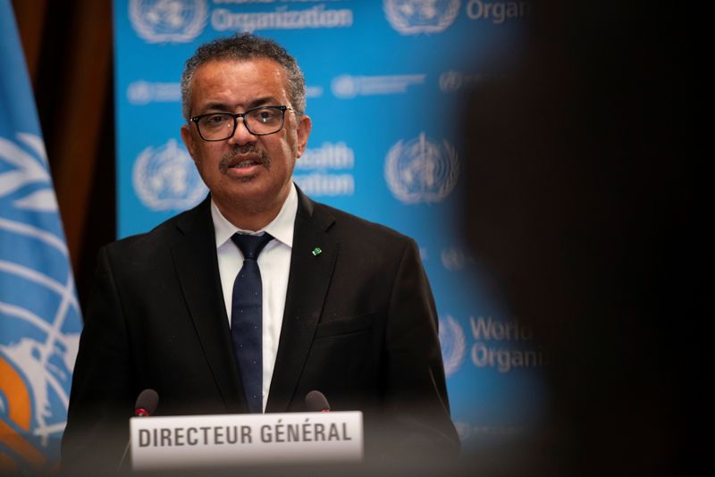 &copy; Reuters. WHO Director-General Tedros Adhanom Ghebreyesus speaks during the opening of the 148th session of the Executive Board in Geneva