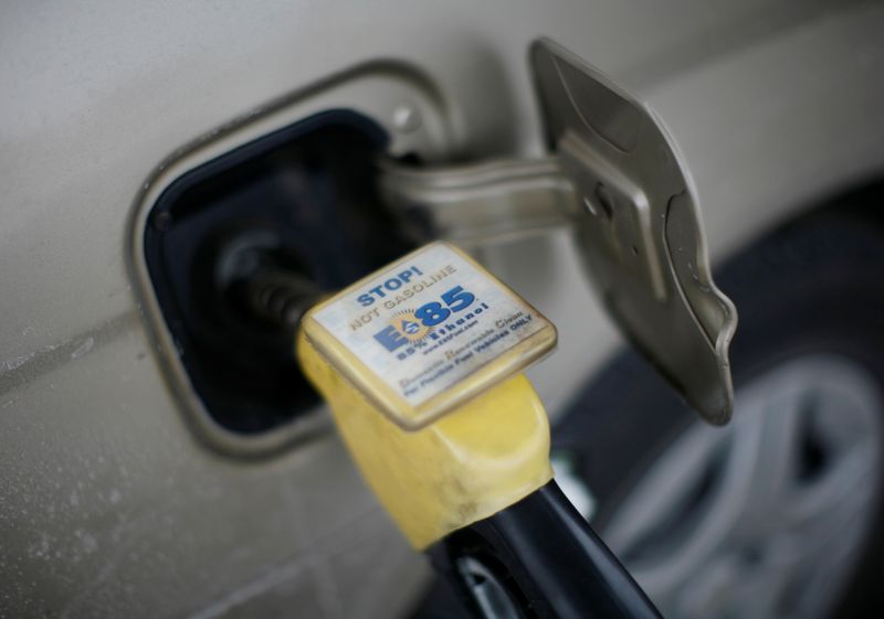 &copy; Reuters. FILE PHOTO: E85 Ethanol biodiesel fuel is shown being pumped into a vehicle at a gas station in Nevada, Iowa