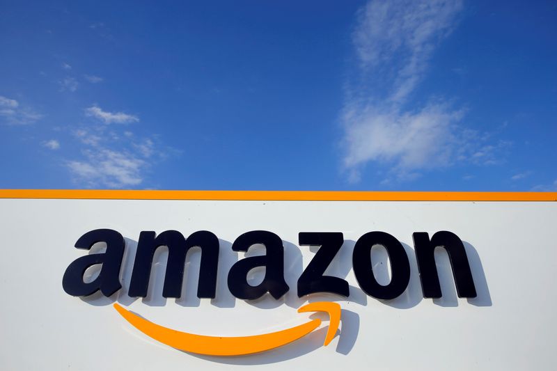 &copy; Reuters. FILE PHOTO: The logo of Amazon is seen at the company logistics centre in Boves