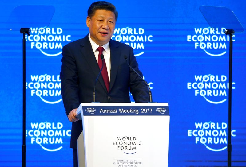 &copy; Reuters. Presidente chinês, Xi Jinping, no Fórum Econômico Mundial de Davos em 2017