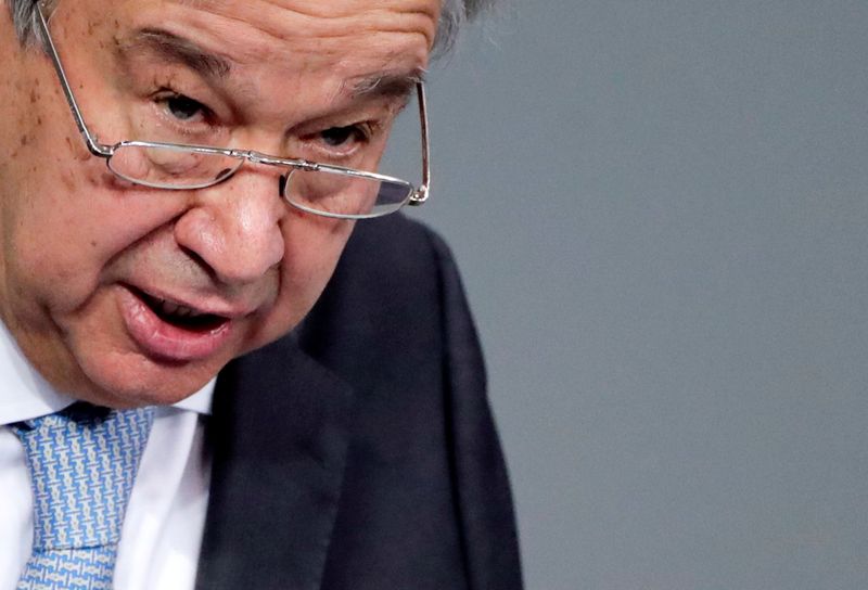 &copy; Reuters. FILE PHOTO: U.N. Secretary-General Guterres speaks at Bundestag in Berlin