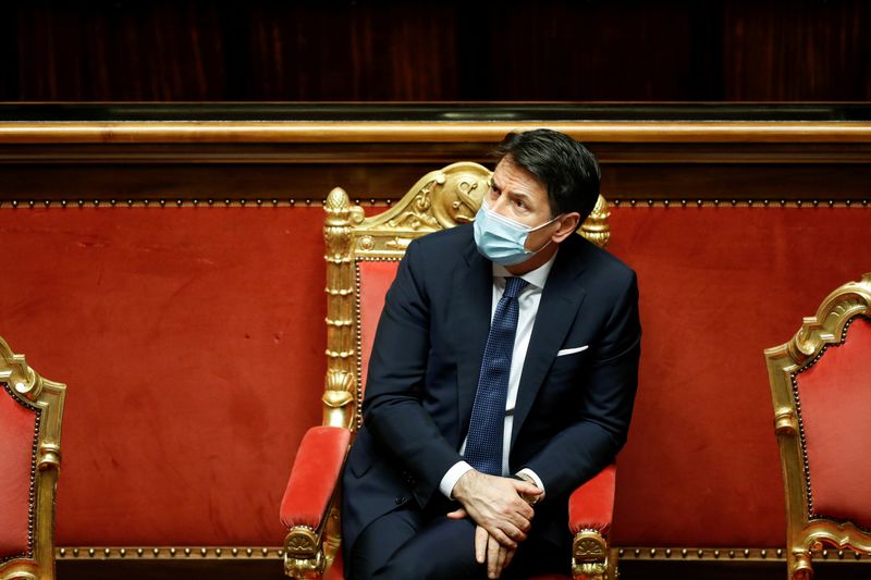 &copy; Reuters. FILE PHOTO: Italian PM Conte attends debate before a confidence vote in the upper house of parliament, in Rome