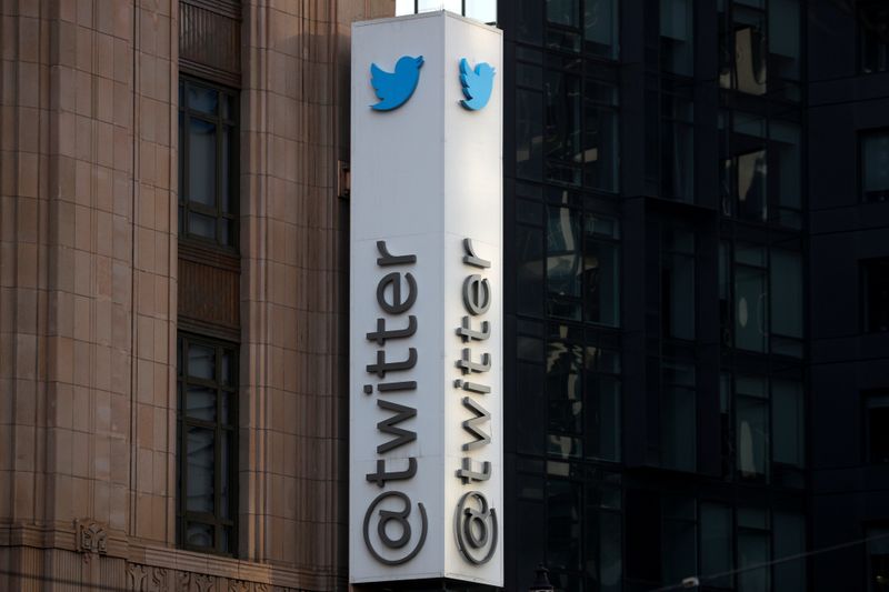 © Reuters. FILE PHOTO: Protest outside Twitter headquarters in San Francisco