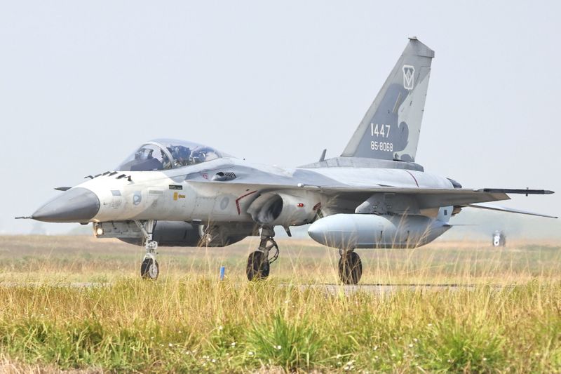 © Reuters. A F-CK-1 Ching-kuo IDF is seen at an Air Force base in Tainan