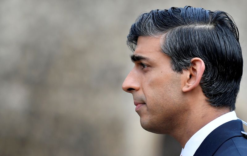 © Reuters. FILE PHOTO: Britain's Chancellor of the Exchequer Rishi Sunak takes part in an outside broadcast interview, in London