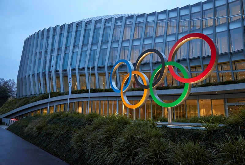 &copy; Reuters. FILE PHOTO: The Olympic rings are pictured in front of the International Olympic Committee (IOC) in Lausanne