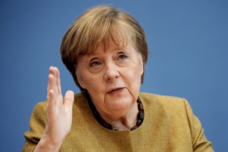 &copy; Reuters. German Chancellor Angela Merkel holds a news conference in Berlin