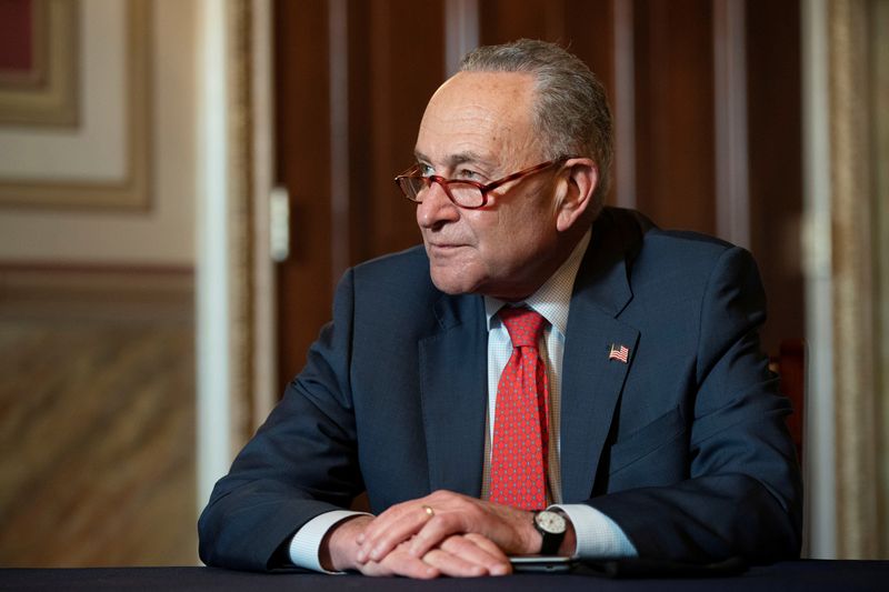 &copy; Reuters. FILE PHOTO: Senate Minority Leader Schumer meets virtually with retired U.S. General Austin, nominated by Biden to be his Secretary of Defense, in Washington