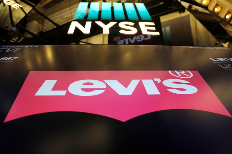 &copy; Reuters. The Levi Strauss &amp; Co. logo is seen on display ahead of IPO on floor of New York Stock Exchange (NYSE) in New York