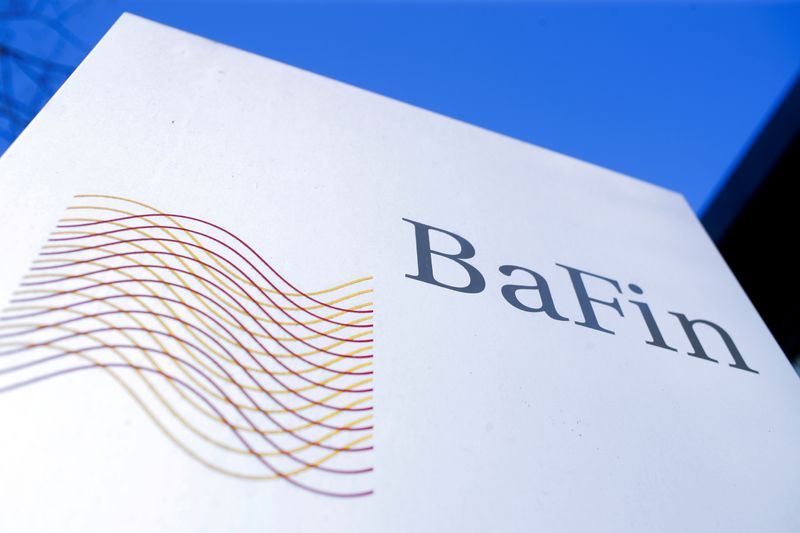 &copy; Reuters. FILE PHOTO: The logo of Germany&apos;s Federal Financial Supervisory Authority BaFin (Bundesanstalt fuer Finanzdienstleistungsaufsicht) is pictured outside of an office building of the BaFin in Bonn
