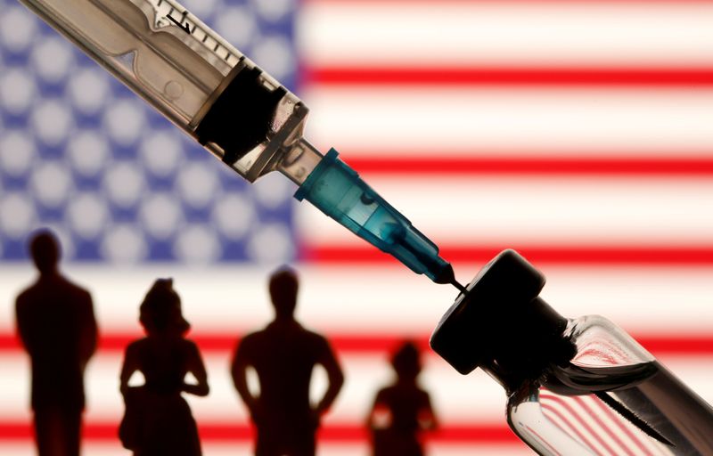 &copy; Reuters. FILE PHOTO: Vial, syringe and small toy figures are seen in front of displayed U.S. flag