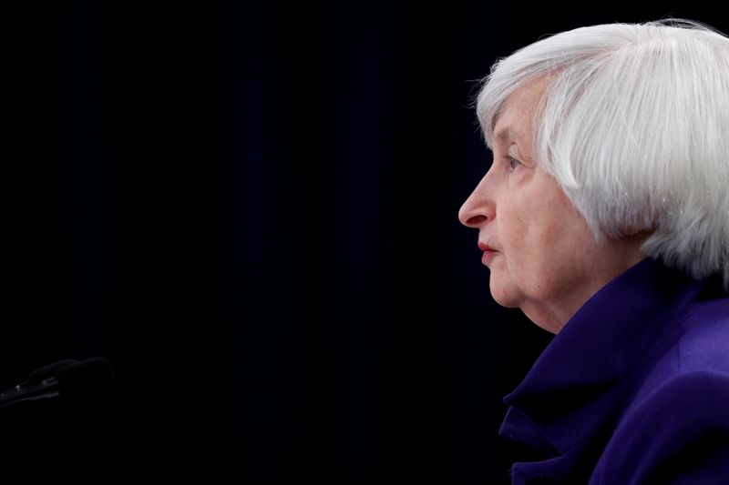 &copy; Reuters. FILE PHOTO: Yellen holds a news conference in Washington
