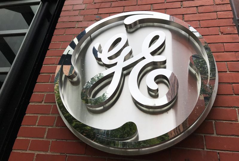 © Reuters. The General Electric Co. logo is seen on the company's corporate headquarters building in Boston