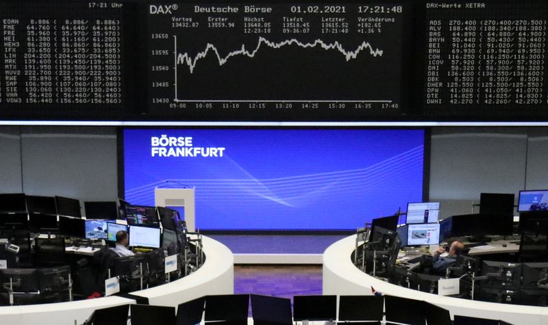 © Reuters. The German share price index DAX graph is pictured at the stock exchange in Frankfurt