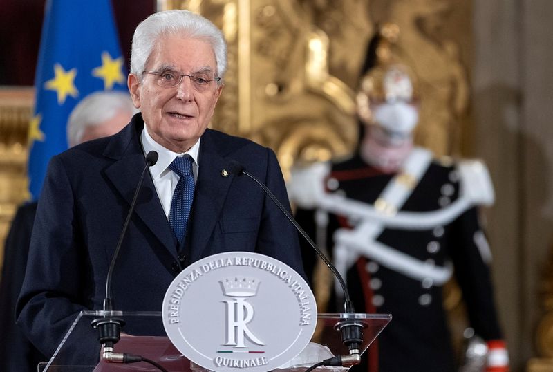 &copy; Reuters. Sergio Mattarella, presidente da Itália, durante discurso em Roma