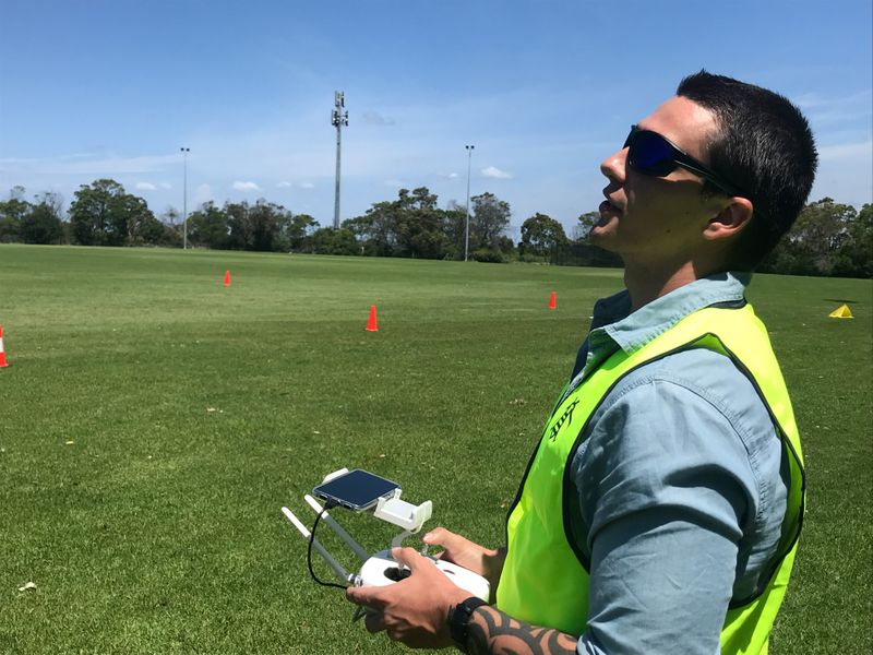 &copy; Reuters. Sebastian Litchfield flies a drone during a course to obtain Remote Pilot&apos;s Licence in Sydney