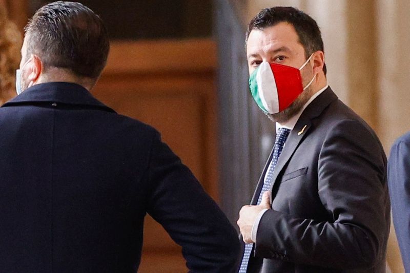 &copy; Reuters. Il leader della Lega Matteo Salvini al Palazzo del Quirinale